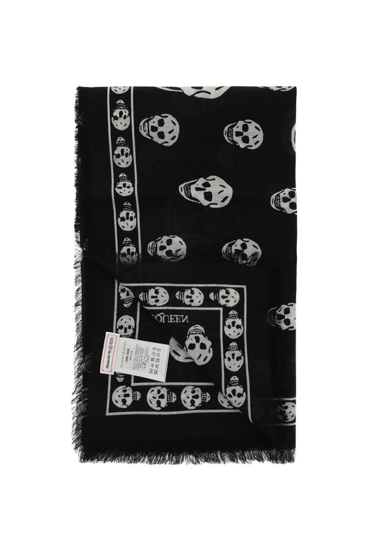 Alexander mcqueen light wool skull scarf