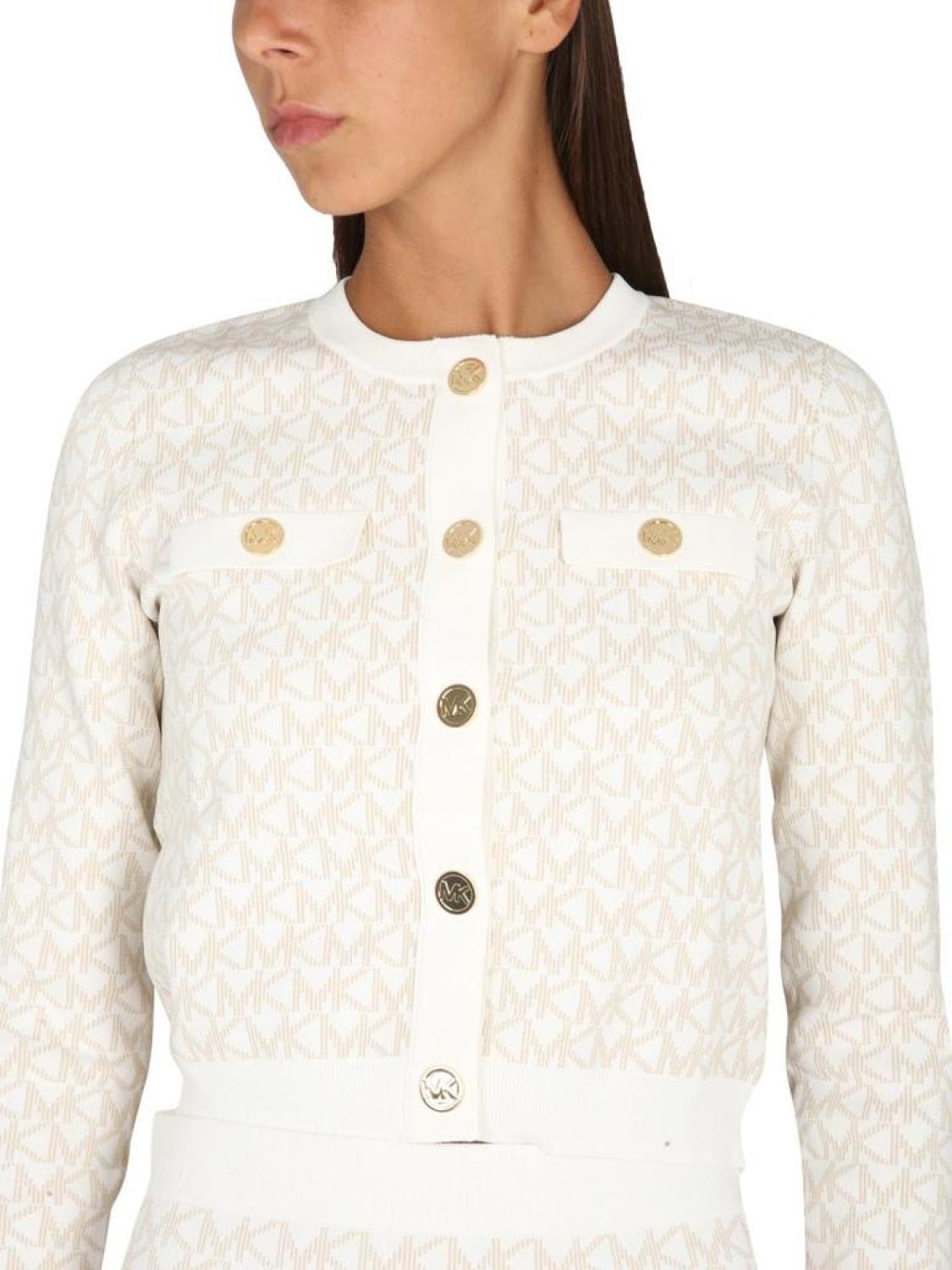 Michael Michael Kors Monogram-Pattern Long-Sleeved Cardigan