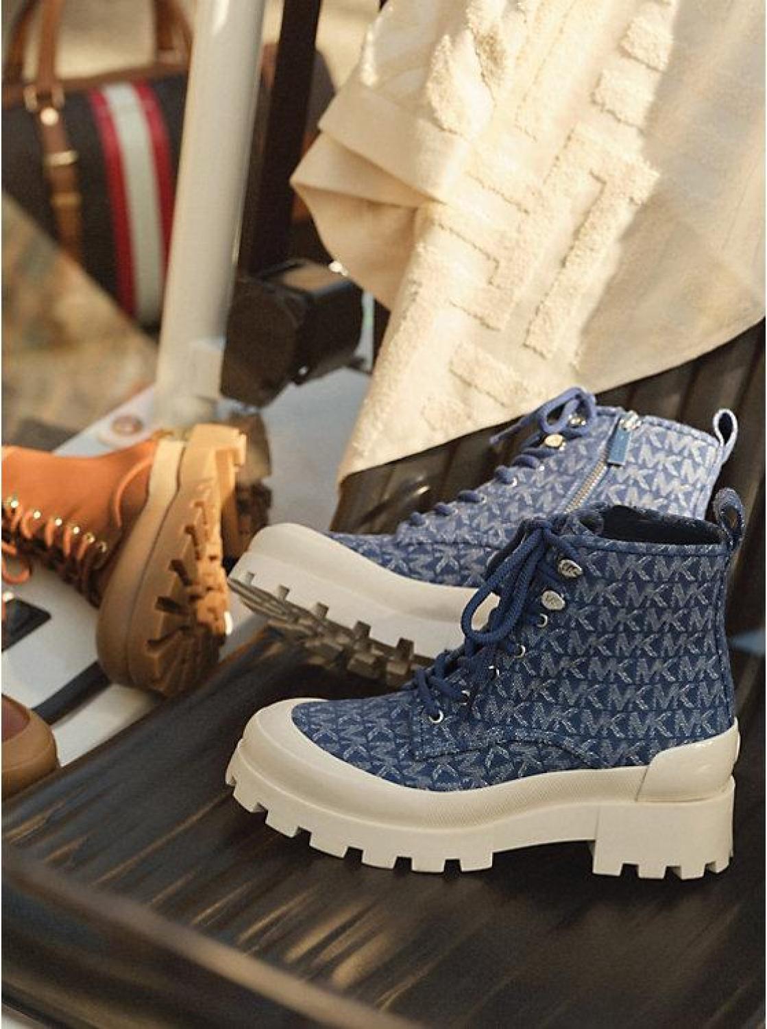 Payton Denim Jacquard Combat Boot