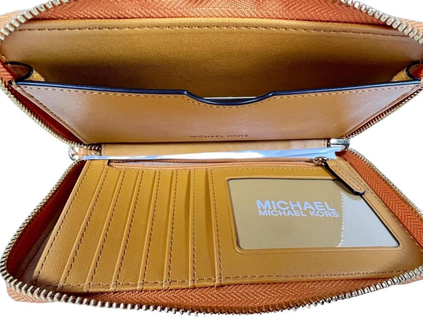 Michael Kors Jet Set Travel Flat Multifunction Phone Case Leather Wristlet Wallet