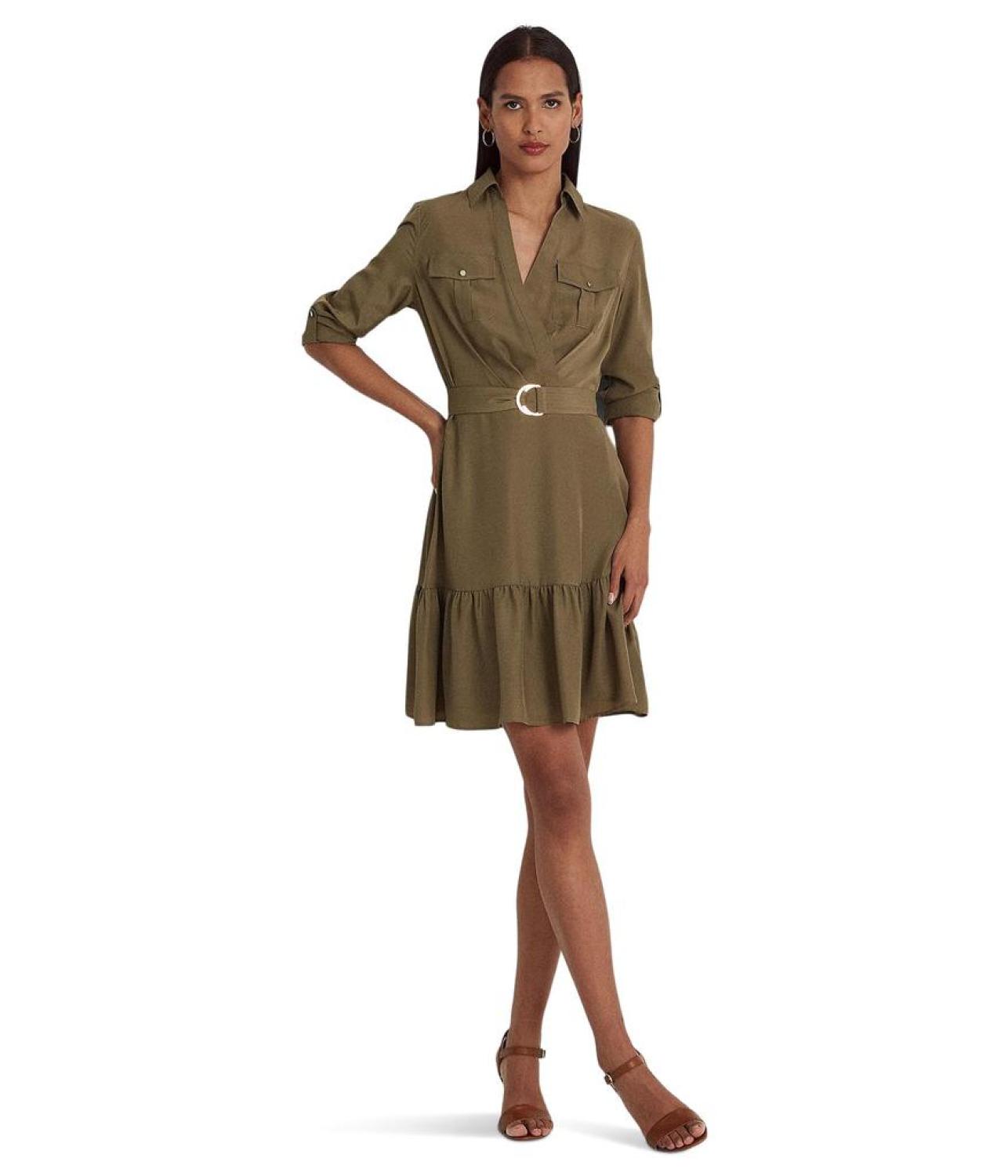 Belted Crepe Shirtdress