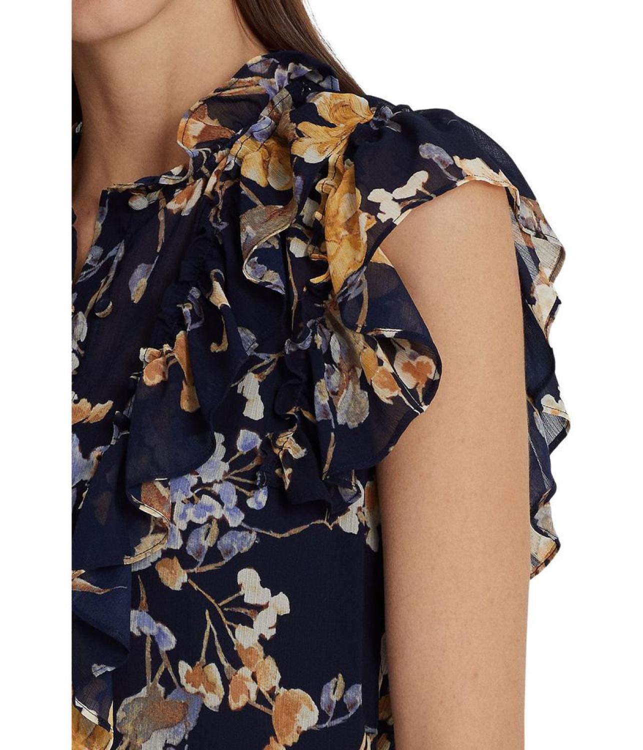 Petite Floral Georgette Sleeveless Shirt