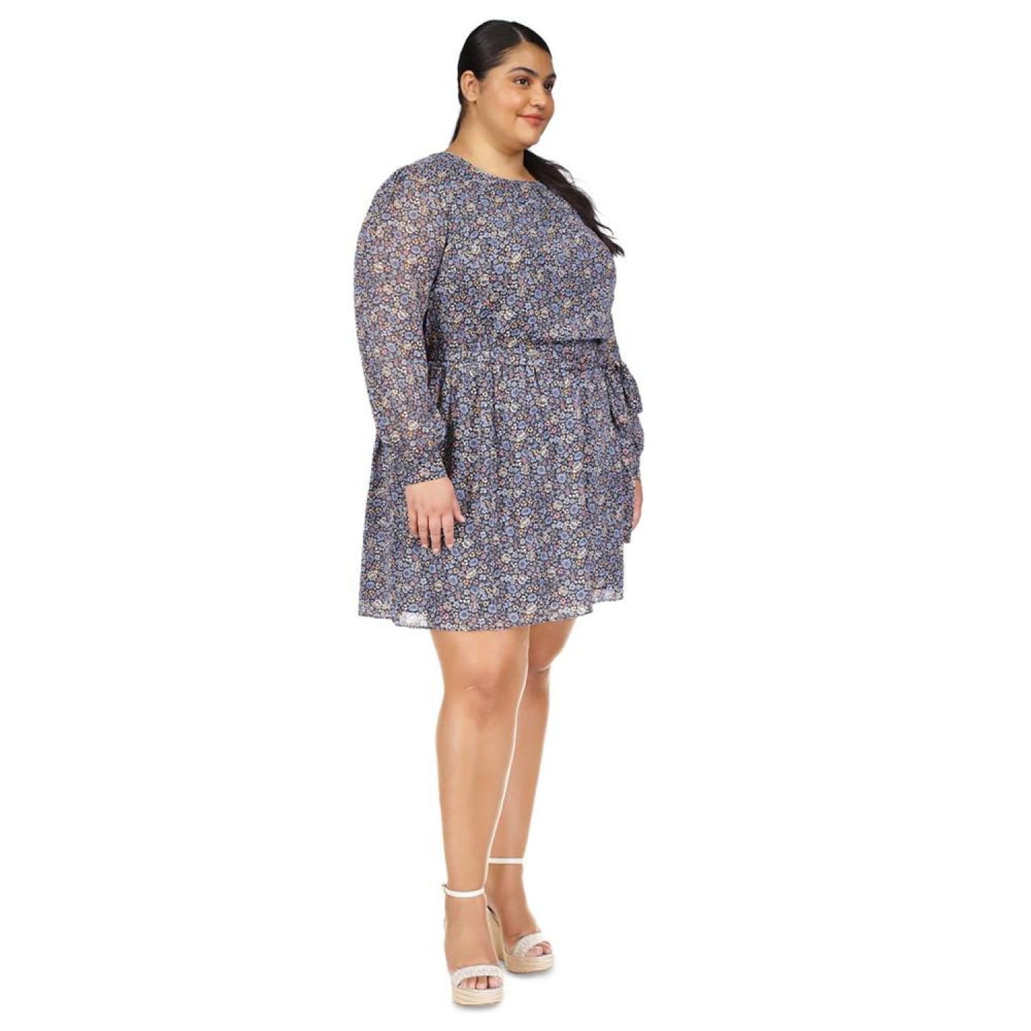 Plus Size Metallic Floral Minidress