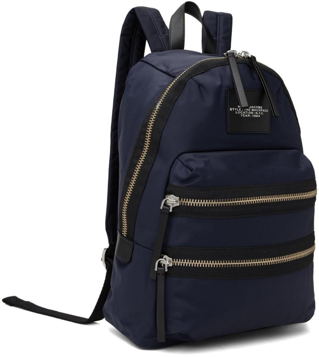 Navy 'The Biker Nylon' Large Backpack