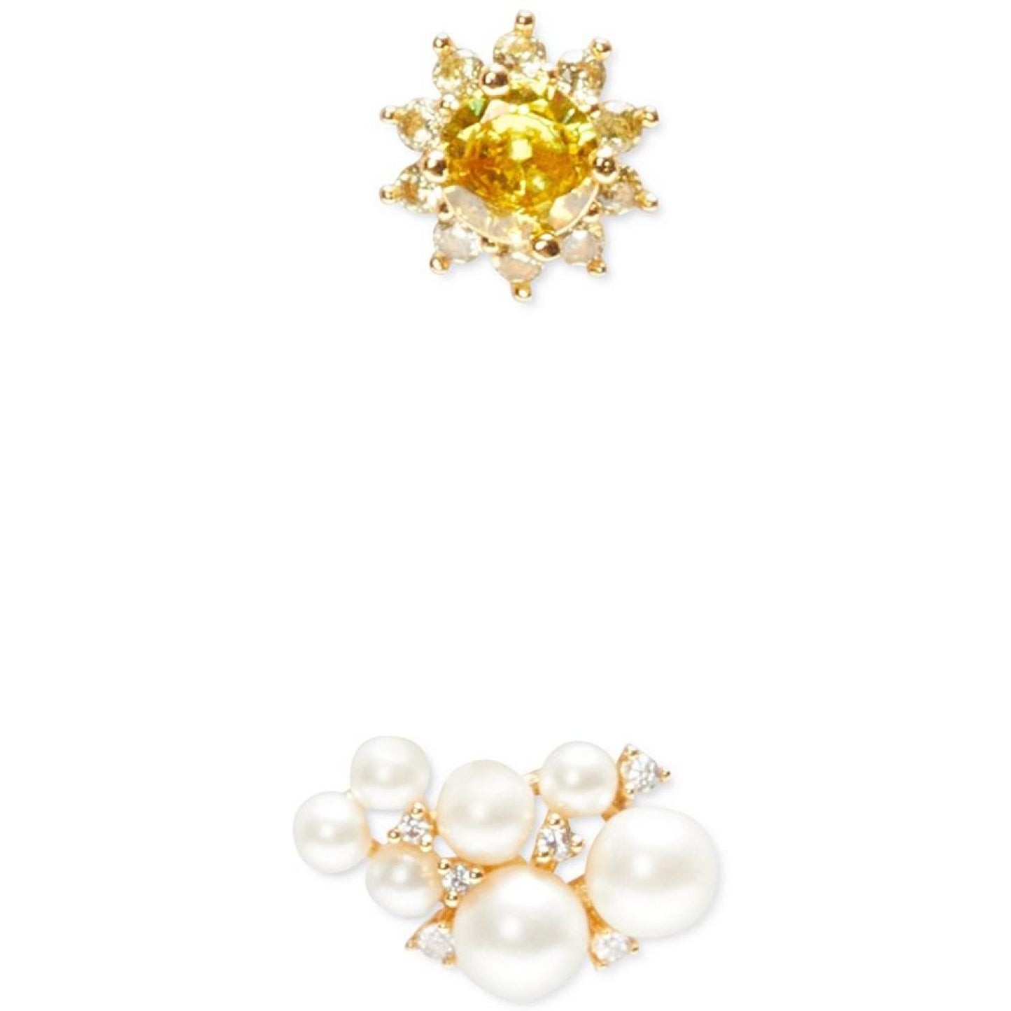 Gold-Tone 2-Pc. Set  Stone, Imitation Pearl, & Crystal Rain & Shine Mismatched Stud Earrings