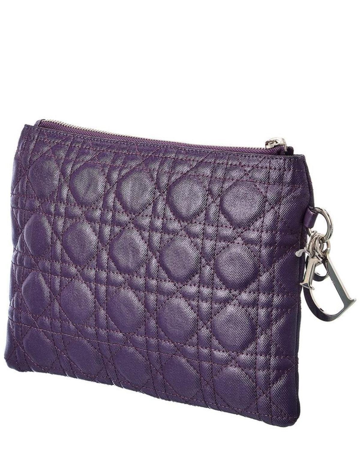 Dior Purple Cannage Leather Cannage Pouch (Authentic Pre-Owned)