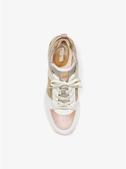 Georgie Leather and Chain-Mesh Trainer