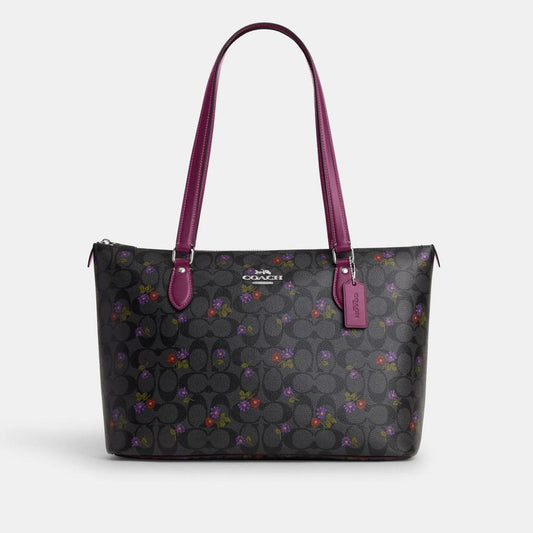 Coach Outlet Gallery Tote In Signature Canvas With Country Floral Print