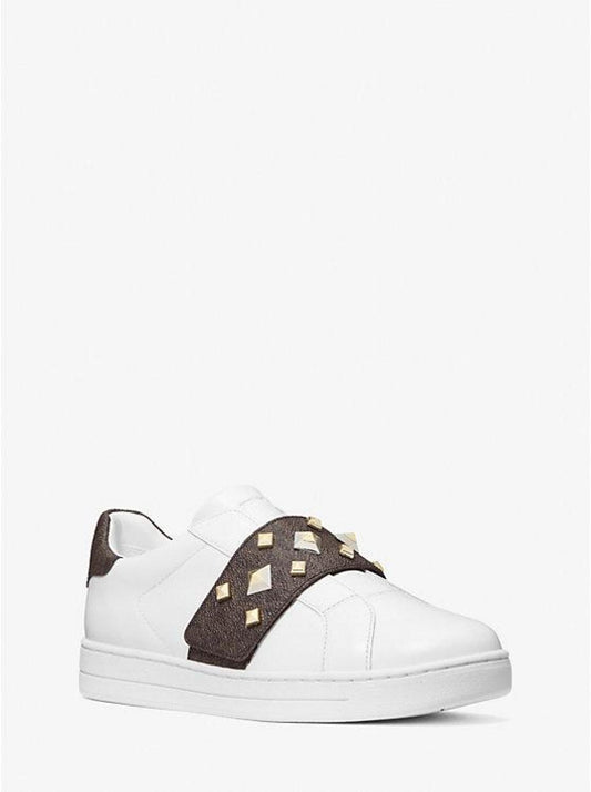 Kenna Leather and Studded Logo Sneaker