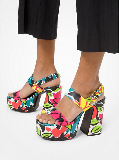 Blaire Floral Leather Platform Sandal