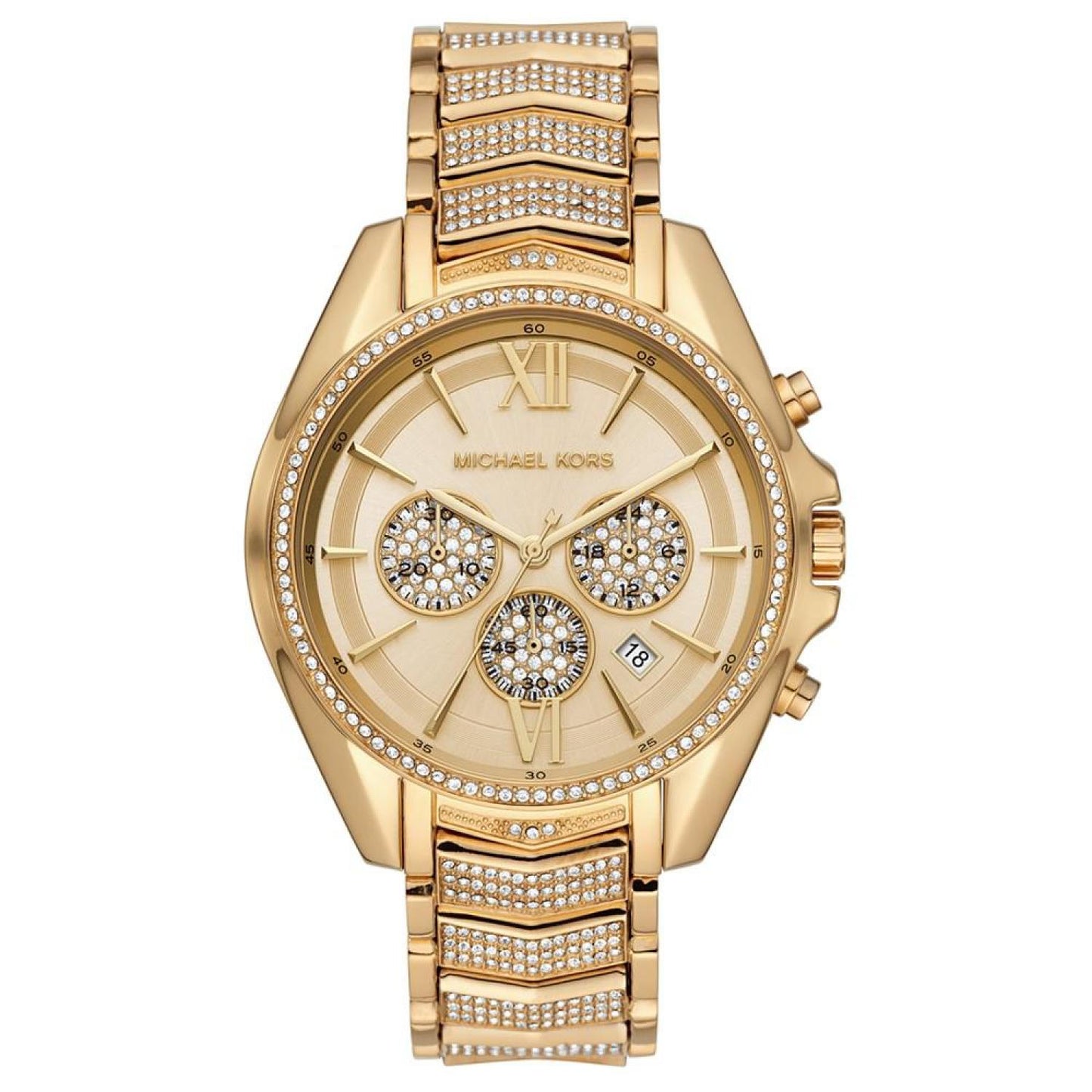 Women's Chronograph Whitney Gold-Tone Stainless Steel Pave Bracelet Watch 45mm