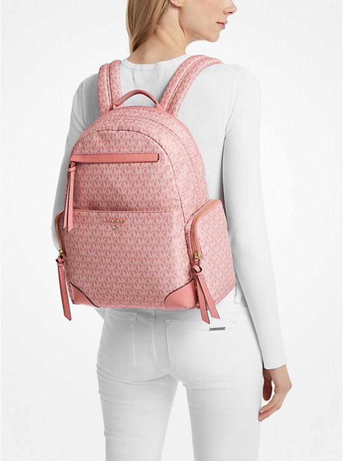 Prescott Large Signature Logo Print Woven Backpack