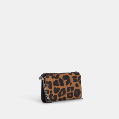 Coach Outlet Poppy Crossbody With Card Case With Leopard Print And Signature Canvas