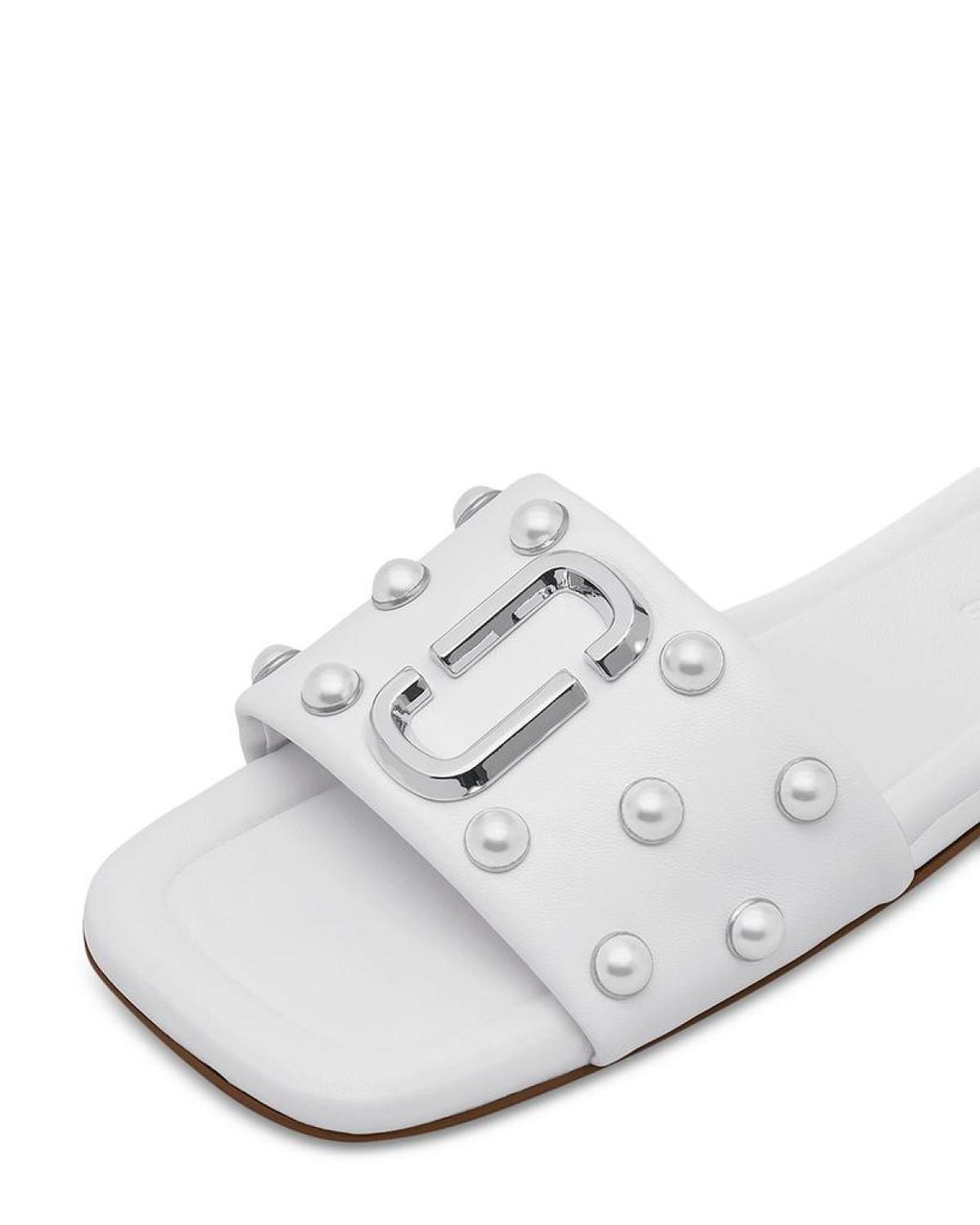 Women's The J Marc Square Toe Embellished Slide Sandals