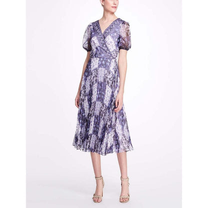 Patchwork Print Chiffon Wrap Dress