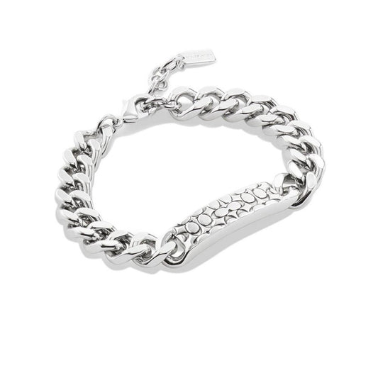 Rhodium Quilted Signature C Motif Link Bracelet