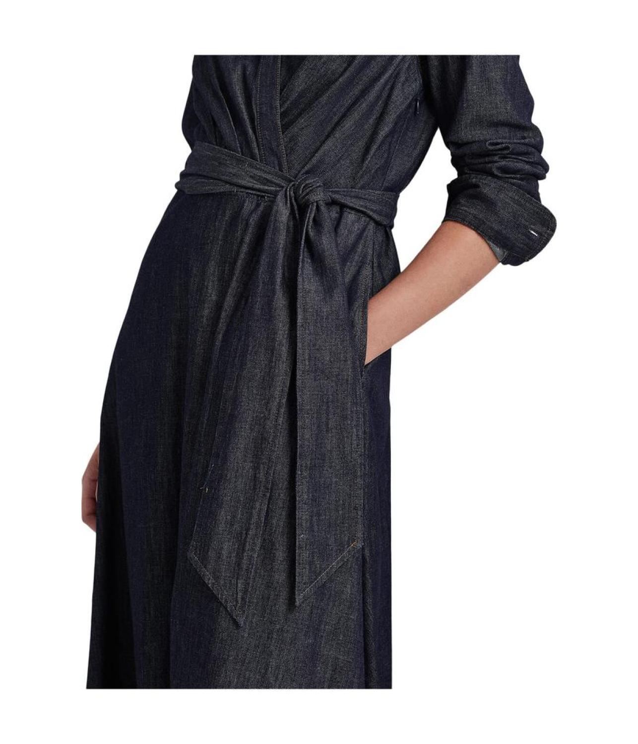 Denim Surplice Midi Dress