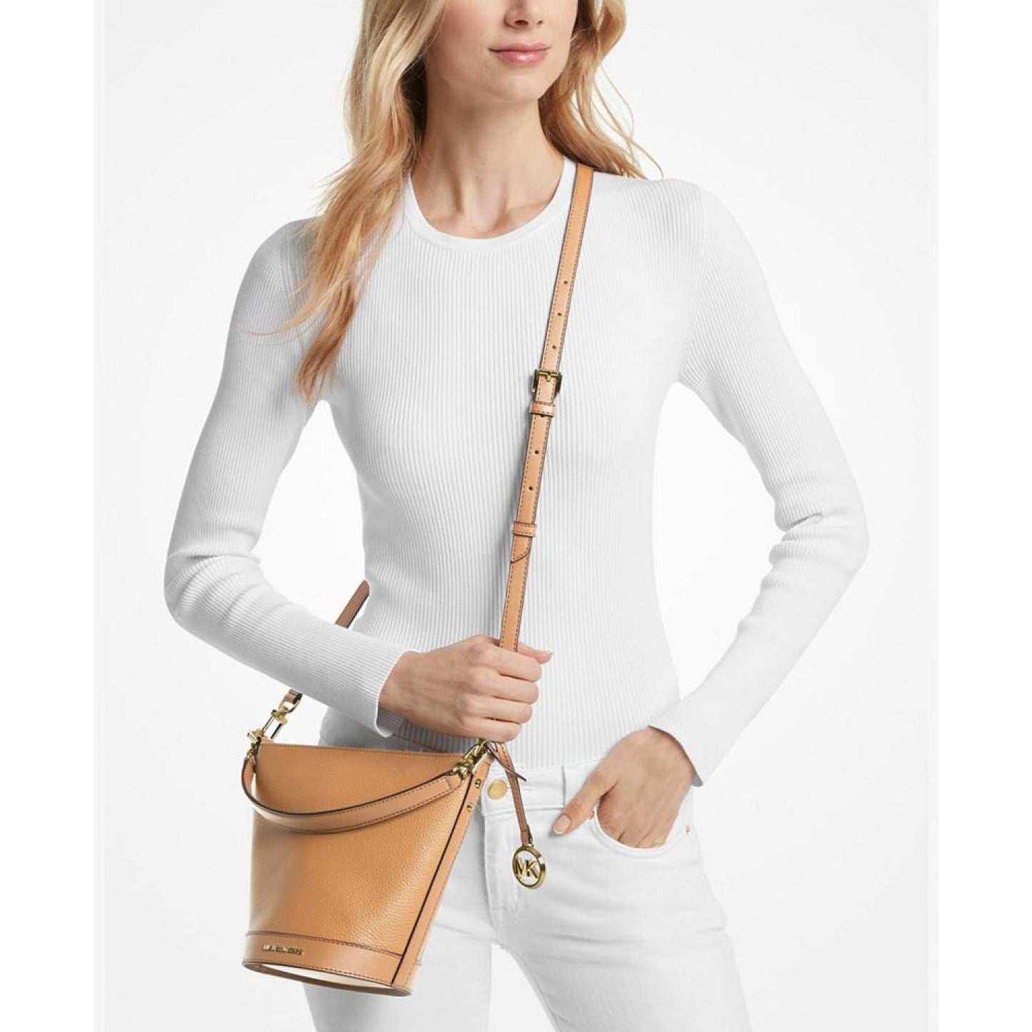 Townsend Small Leather Top-Zip Convertible Bucket Crossbody