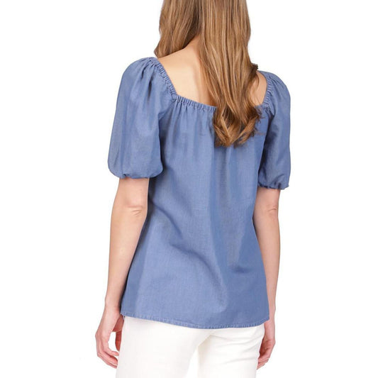 Women's Chambray Square-Neck Top, Regular & Petite