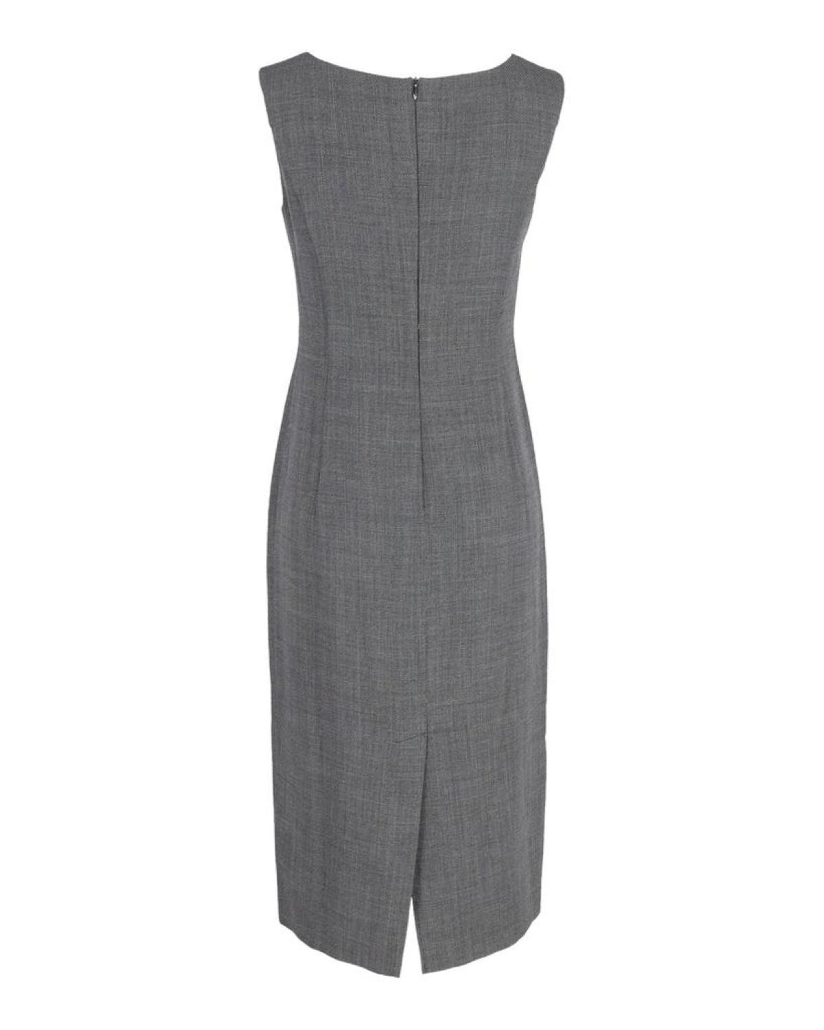 Max Mara Sleeveless Midi Sheath Dress in Grey Cotton