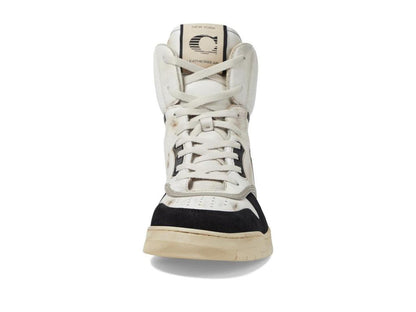 Distressed Leather and Suede High-Top Sneaker