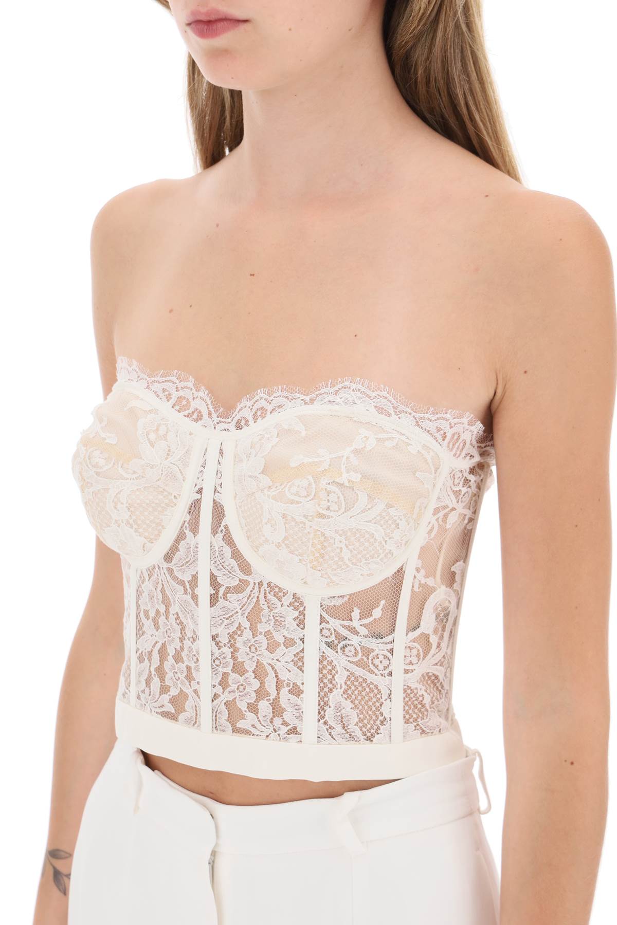 Alexander mcqueen cropped bustier top in lace