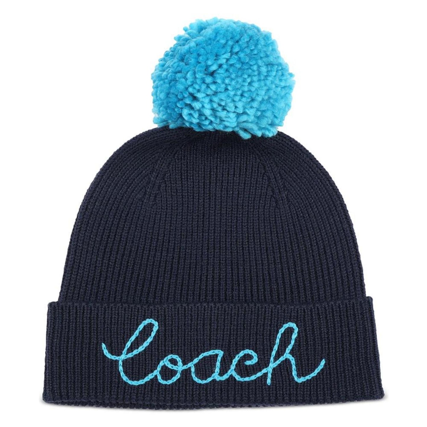 Women's Script Logo Pom Pom Beanie