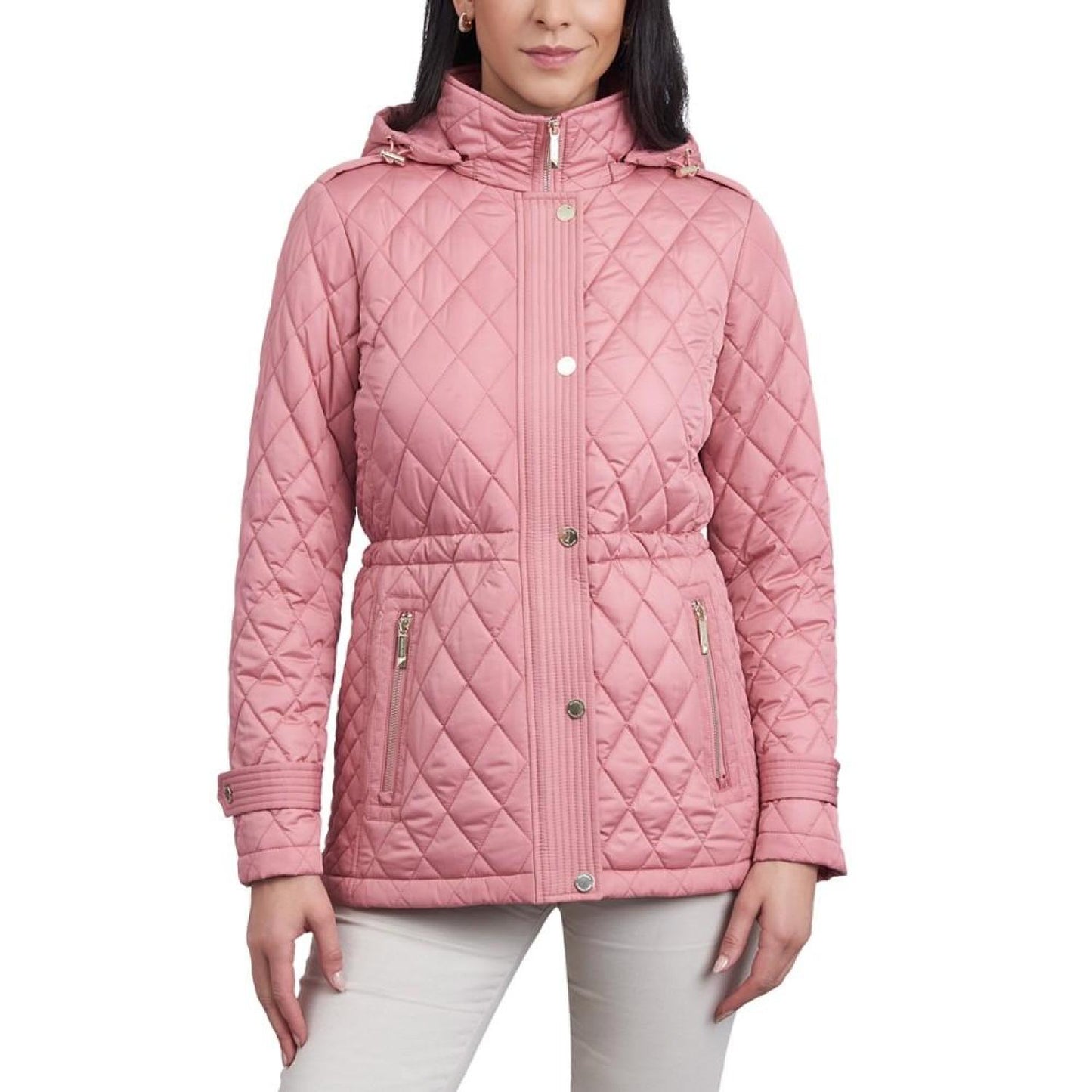 Women's Petite Quilted Hooded Anorak Coat