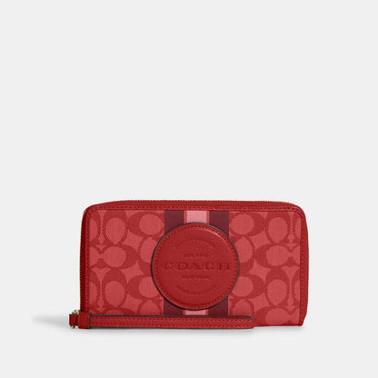 Coach Outlet Dempsey Large Phone Wallet In Signature Jacquard With Stripe And Coach Patch