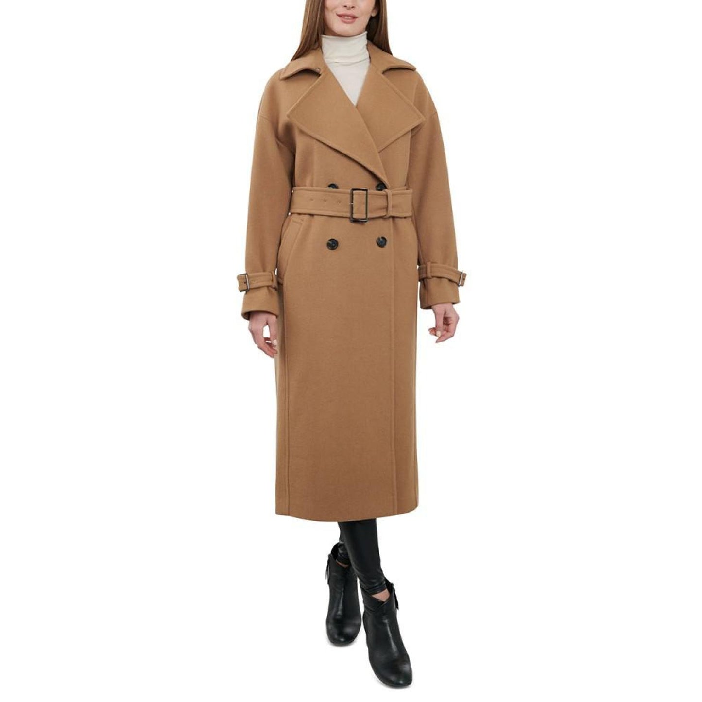 Women's Double-Breasted Belted Maxi Coat