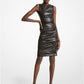 Stretch Plongé Leather Ruched Sheath Dress