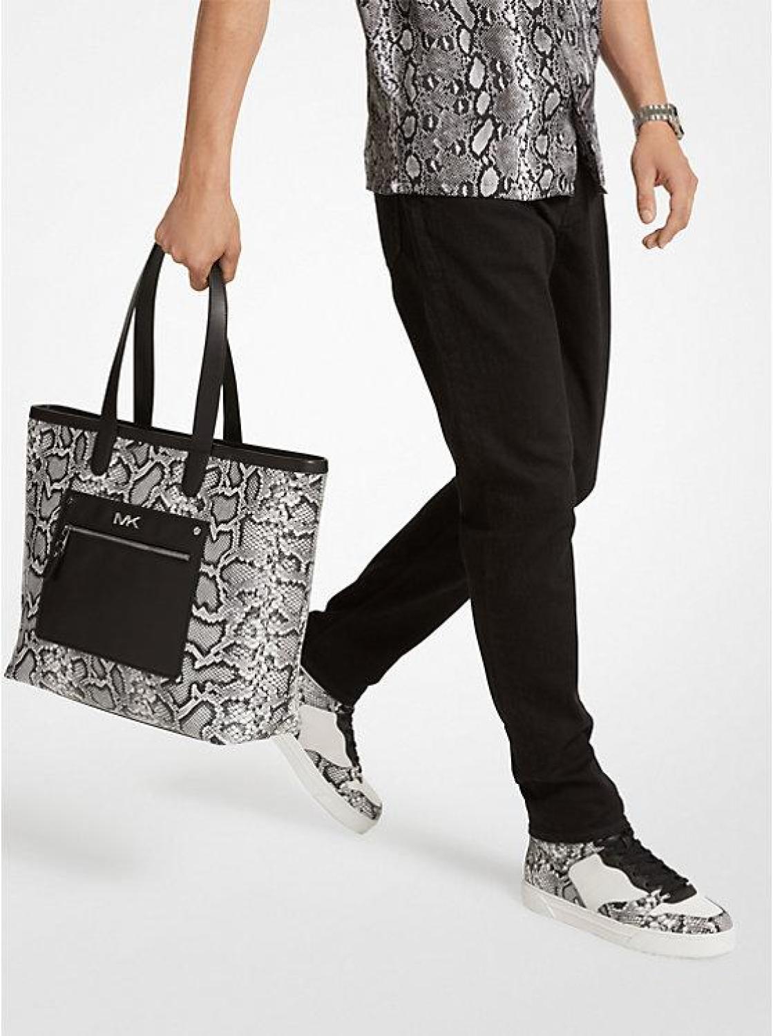 Varick Snake Embossed Leather Tote Bag