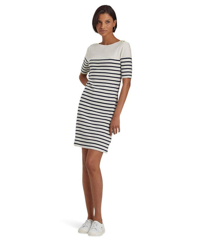 Striped Cotton Boatneck Dress