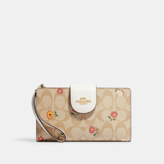 Coach Outlet Tech Wallet In Signature Canvas With Nostalgic Ditsy Print