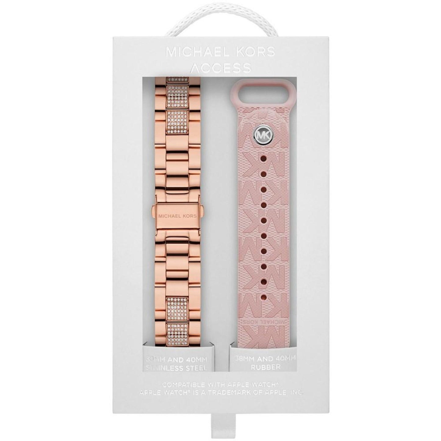 Women's Blush Rubber and Rose Gold-Tone Stainless Steel 2-Piece Interchangeable Band Set for Apple Watch 38mm and 41mm