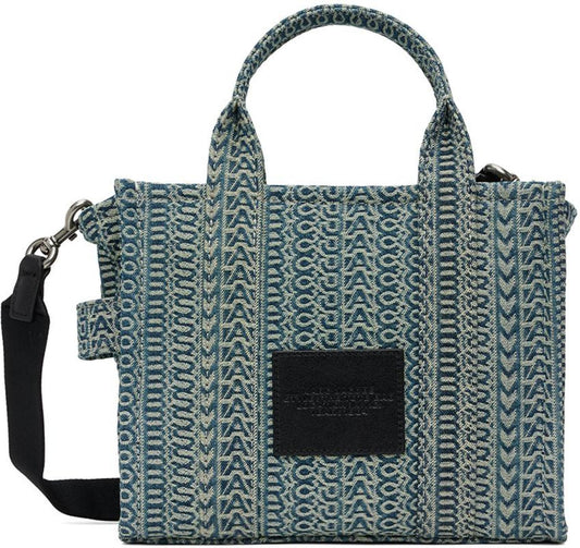 Blue "The Washed Monogram Denim Small" Tote