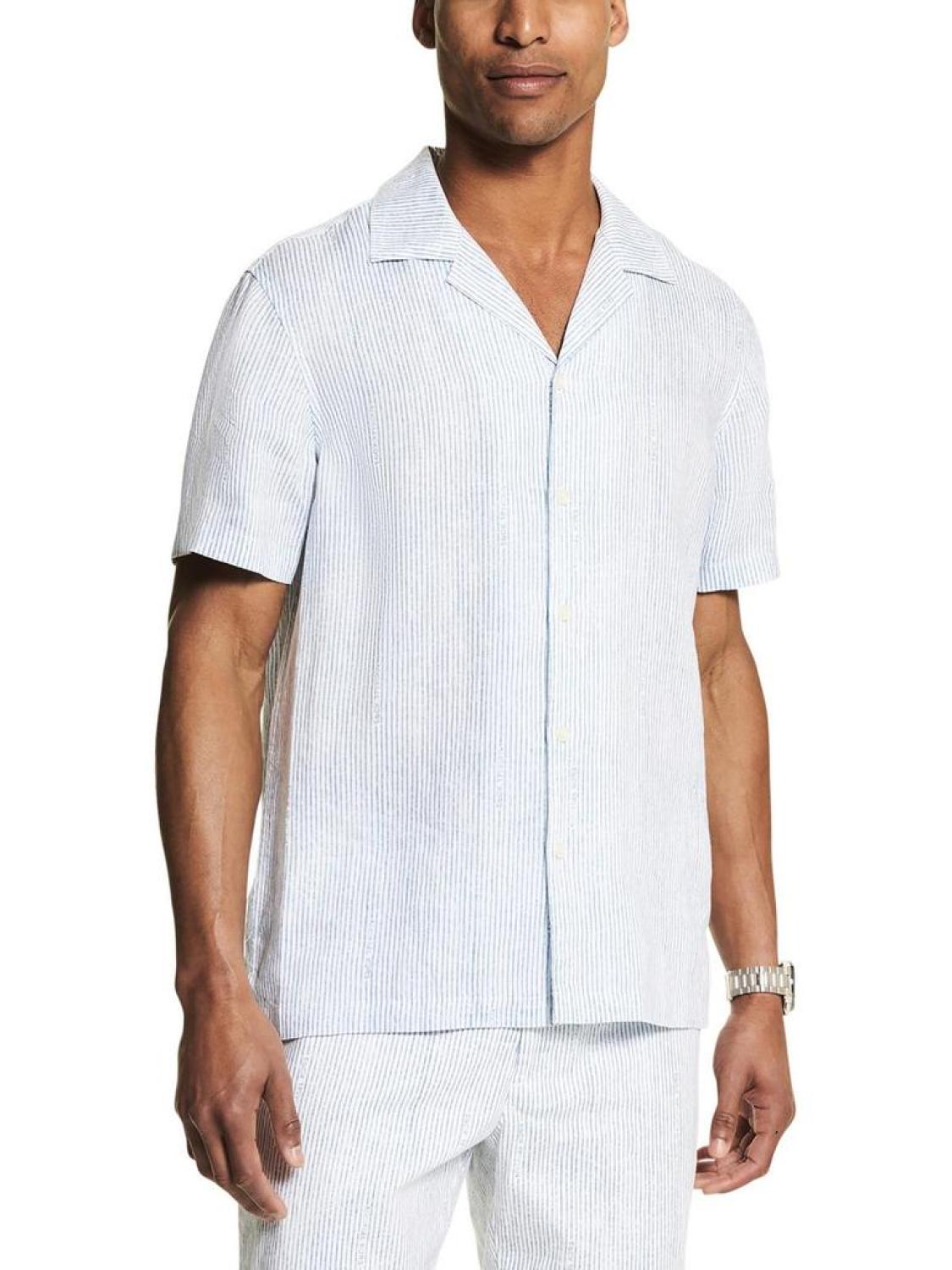 Mens Linen { Button-Down Shirt