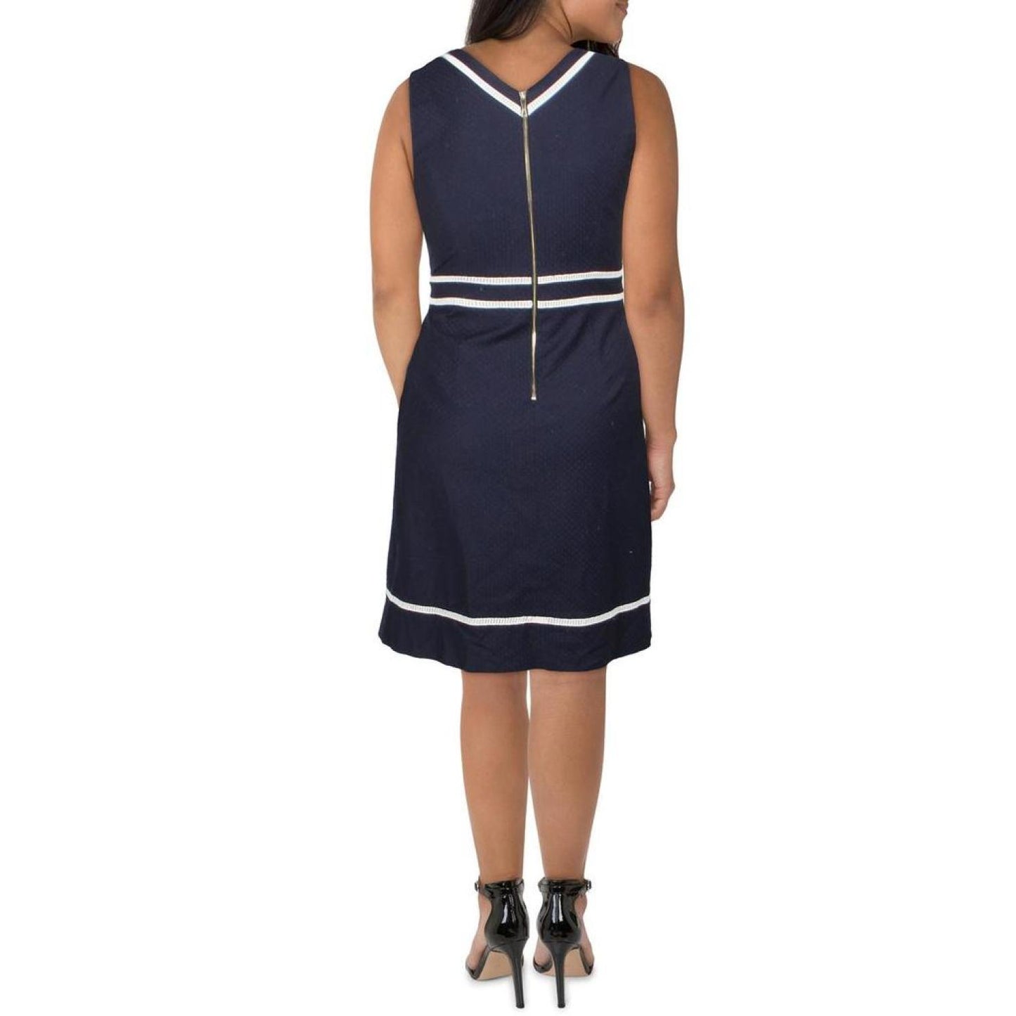 Jaquard Womens Sleeveless Midi Wear to Work Dress