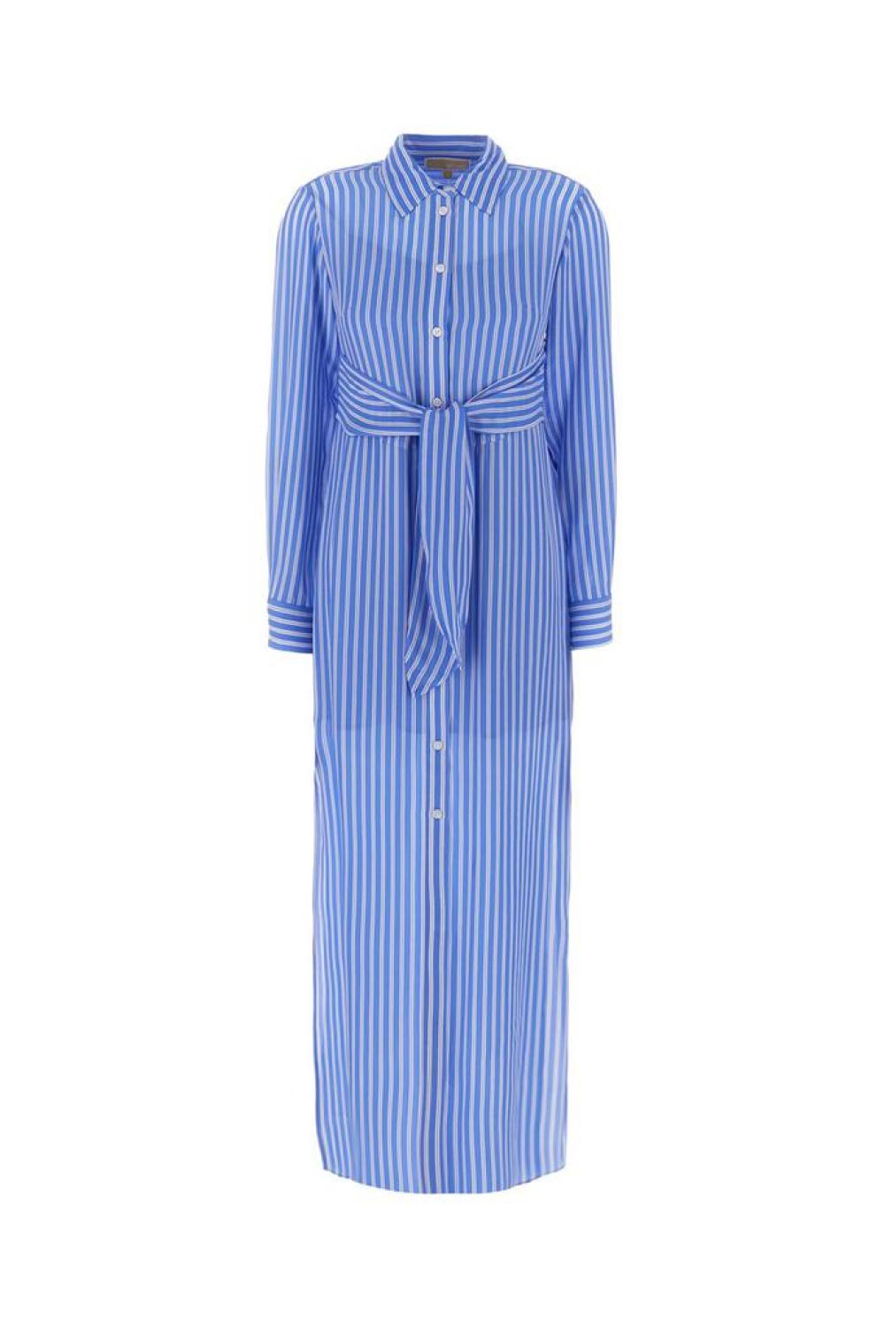 Michael Michael Kors Striped Georgette Tie-Front Shirt Dress