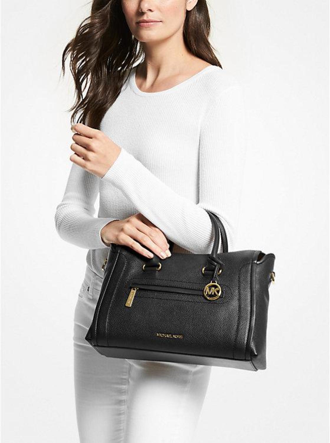 Carine Large Pebbled Leather Satchel