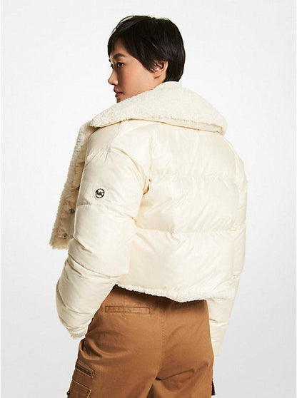 Quilted Ciré and Faux Shearling Reversible Jacket