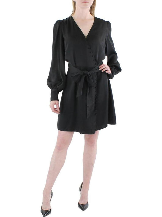 Womens V Neck Mini Wrap Dress