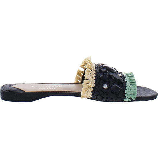 Bora Bora Womens Rhinestone Fringe Slide Sandals