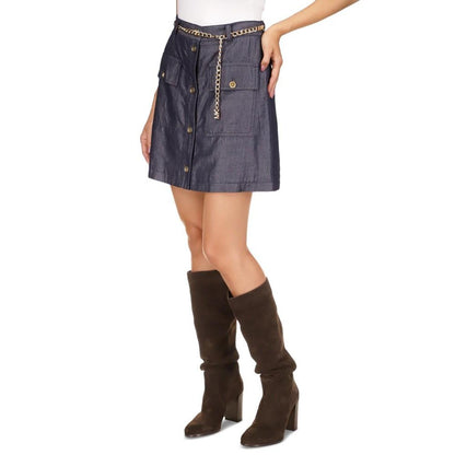 Women's Pocket-Front Chain-Belt Skirt