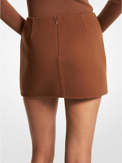 Double Faced Wool Melton Mini Skirt