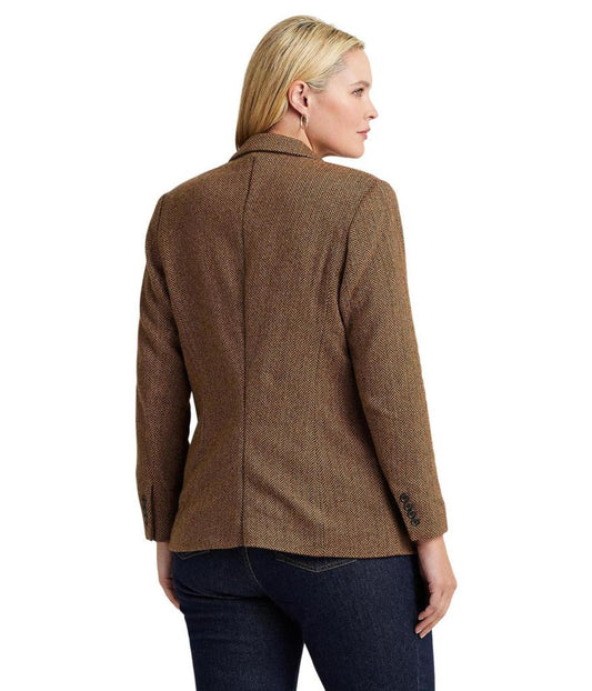 Plus-Size Wool-Blend Herringbone Blazer