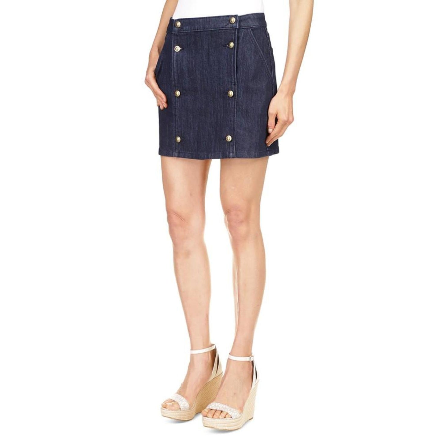 Women's Button-Front Denim Mini Skirt