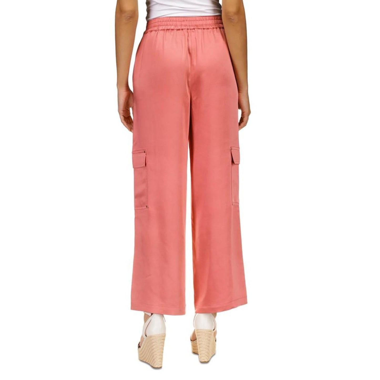 Women's Solid Satin Cargo Pants, Regular & Petite