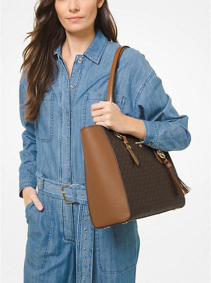 Sullivan Large Logo and Leather Tote Bag