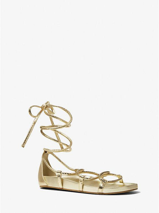 Vero Metallic Snake Embossed Lace-Up Sandal